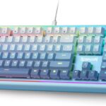 Redragon K654 RGB Gaming Keyboard, 104 Keys Wired Mechanical Keyboard w/Weighted Aluminum Frame, 3.5mm Sound Absorbing Foams, Upgraded Hot-swappable Socket, Mixed Color Keycaps, Bluemade
