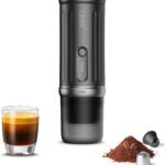 CERA+ Self-Heating Portable Espresso Machine,Up to 8 Cups per Charge & 20 Bar, 13500mAh, CERApresso Works with NS Capsules & Grounds, Electric Coffee Maker for Camping,Hiking,Office & Car/Air Travel