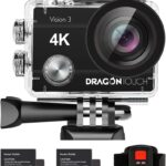 Dragon Touch Action Camera Vision 3 4K 20MP Underwater Waterproof Camera with Remote 170° Wide Angle WiFi Sports Cam with Mounting Accessories Kit