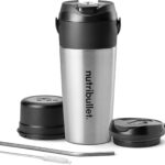 nutribullet Flip Portable Blender with Insulated Cup, Cordless, Brushed Stainless, NBPB50350SS