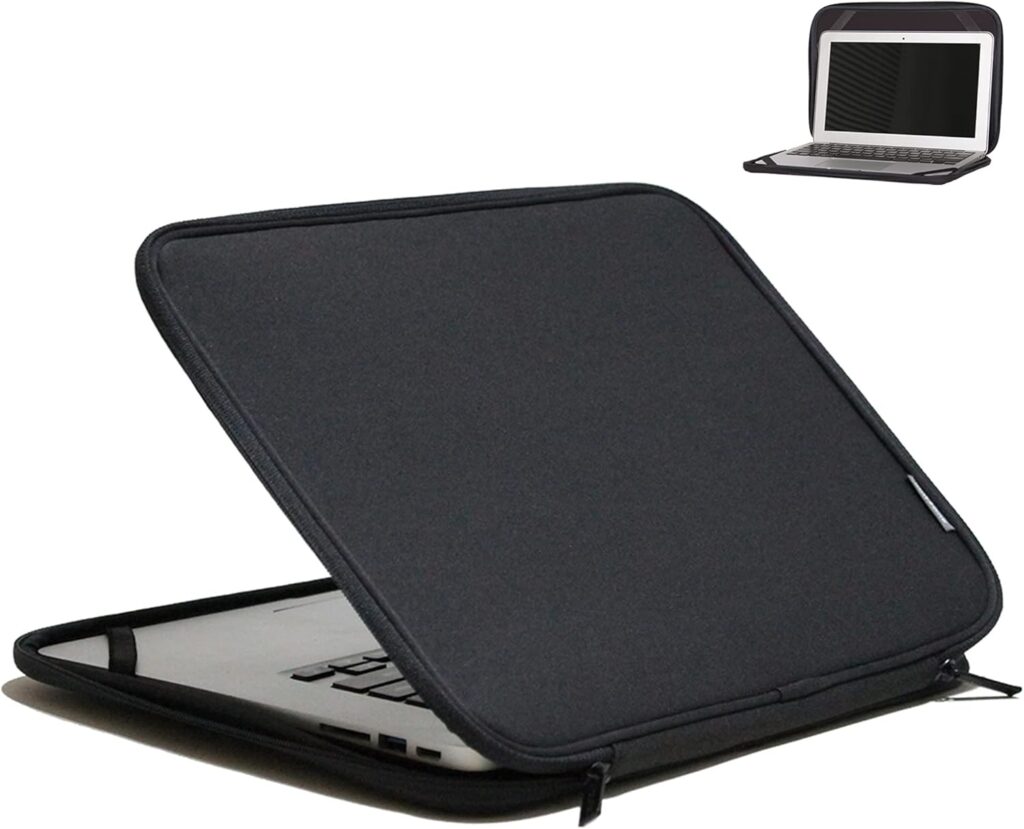 Laptop Sleeve 15.6 Inch Foldable Slim Case Lightweight Bag Notebook Computer Carrying Flip Cover (Black)