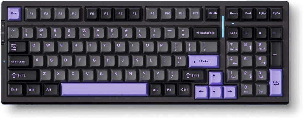 MCHOSE G98 PRO Wireless Mechanical Keyboard, Tri-Mode Connection Gaming Keyboard, Hot Swappable Custom Gasket Structure, Pre-lubed Linear Switches, Double Shot PBT Keycaps RGB LED Backlit Purple&Black