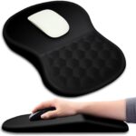 Hokafenle Ergonomic Mouse Pad Wrist Support with Massage Design, Wrist Rest Pain Relief Mousepad with Memory Foam&Non-Slip PU Base, Mouse Pads for Wireless Mouse & Desk (12×8 inch,Black)