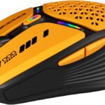 Uciefy Bluetooth Wireless Mouse, (BT5.0/5.1+2.4GHz) USB C Rechargeable LED Mouse Battery Level Visible, Honeycomb Magnetic Shell Cover with USB Receiver & Type-C Adapter for Laptop/PC/Mac/iPad -Orange