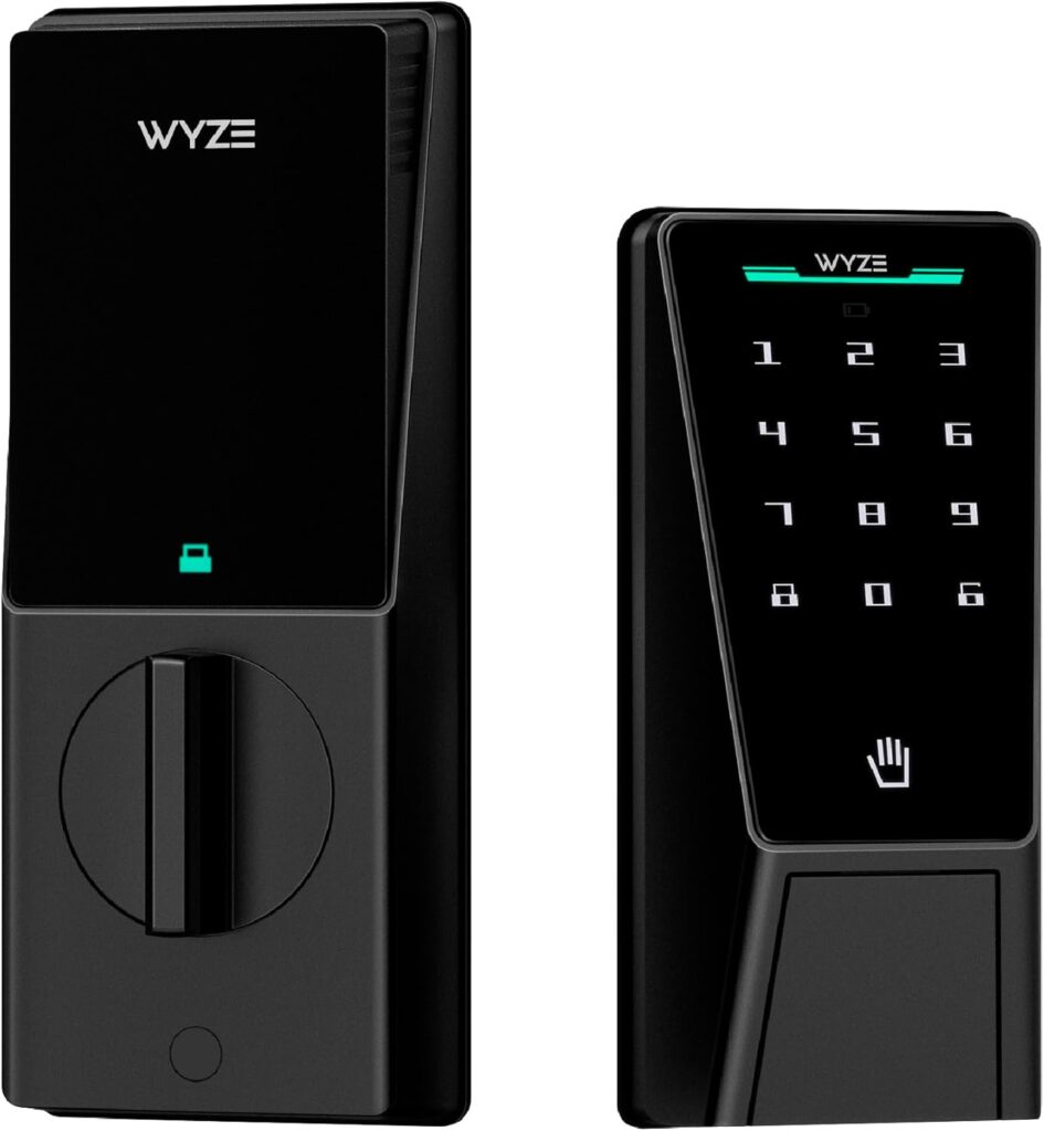 Wyze Palm Lock, Smart Door Lock with Palm Vein Recognition, Keyless Entry Smart Locks for Front Door, Keypad, Auto Lock, Dual Battery, Wi-Fi, Works with Alexa & Google, BHMA, IP53, Mechanical Key