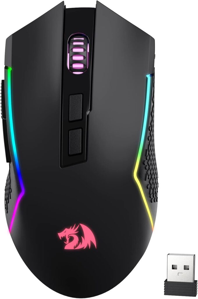 Redragon M693 Wireless Gaming Mouse, 8000 DPI Mice w/ 3-Mode Connection, BT & 2.4G Wireless, 7 Macro Buttons, Reliable Power Capacity for PC/Mac/Laptop