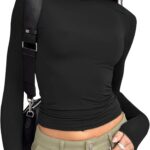 Trendy Queen Womens Long Sleeve T Shirts Fall Fashion 2025 Basic Crop Tops Going Out Outfits Y2k Clothes