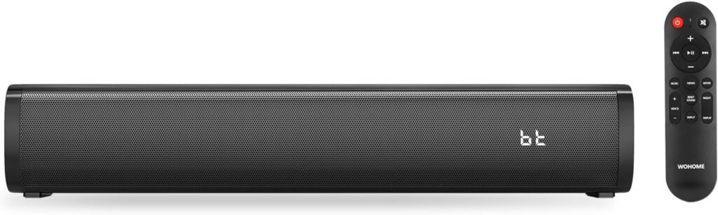 Wohome 2.1 Small Sound Bars for TV, Built-in Subwoofer with 6 Levels Voice Enhancement, 16 Inches Bluetooth 5.3 Soundbar Speakers with Optical/AUX/USB Connection