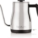 Bodum 34oz Bistro Gooseneck Electric Water Kettle, Pour Over Coffee & Tea, Brushed Stainless Steel
