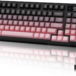 LexonElec M96 Wireless Keyboard, Low Profile Quiet Typing Membrane Gaming Keyboard with Smart Display & Knob, RGB Backlit, USB C Rechargeable, 94 Keys PBT Keycap for Windows PC, Mac, Linux-BlackBerry
