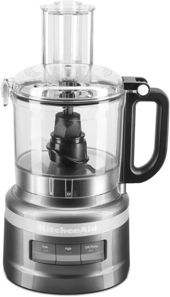 KitchenAid 7 Cup Food Processor Plus Chop Puree Knead Shred Slice KFP0719QG Liquid Graphite (Renewed)