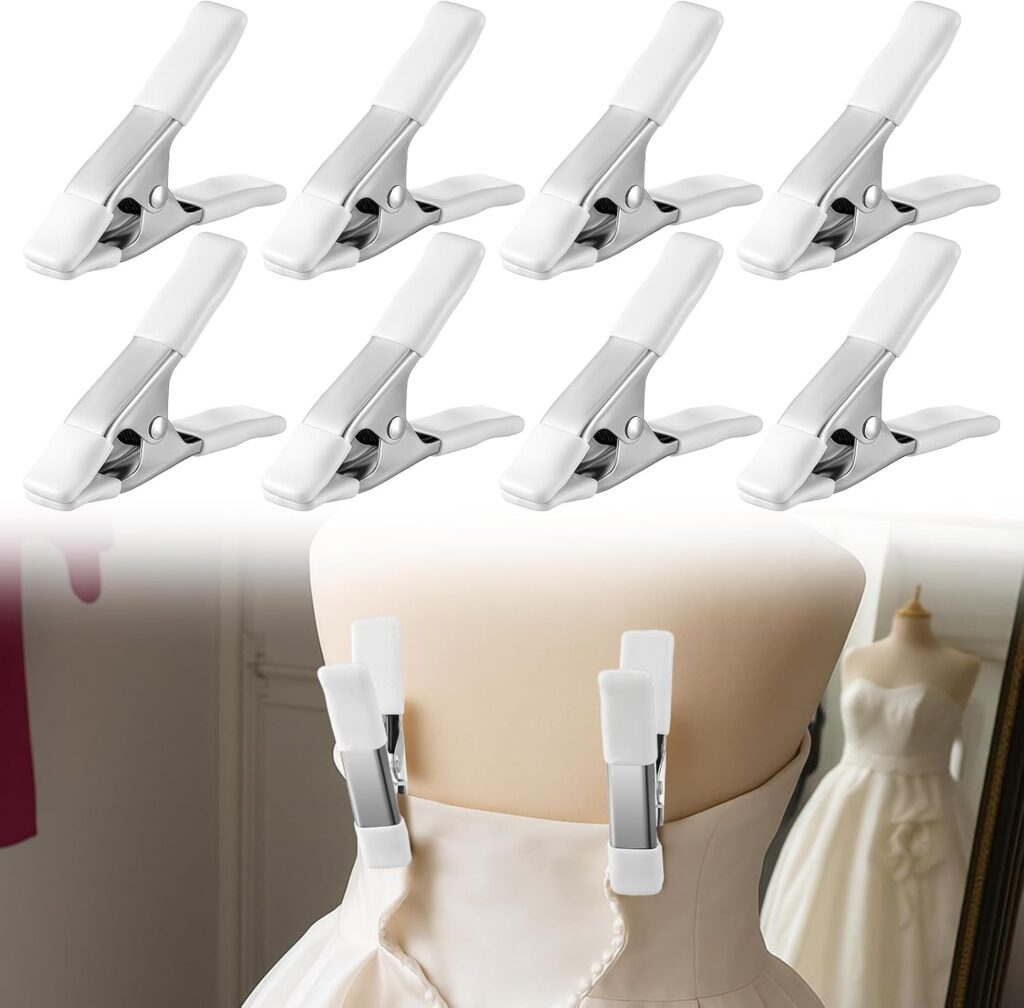 LemonRoad 8 Pack Dress Clips Clothing Clamps for Fitting Bridal Seamstress Mannequin Heavy Duty Fixed Clamp Wedding Photographer Fashion Designers Dress Makers Salespeople (4.17 Inch)
