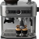 PHILIPS Barista Brew Semi Automatic Espresso Machine – Single & Double Espresso,Americano, 250g Bean Container+Grinder+Milk Jug with temperature indicator,Calibrated Tamping,Metal Silver (PSA3218/01)