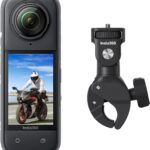 Insta360 X4 Motorcycle Handlebar Bundle – Waterproof 8K 360 Action Camera, 4K Wide-Angle Video, Invisible Selfie Stick Effect, Removable Lens Guards, 135 Min Battery Life, AI Editing, Stabilization