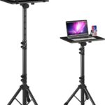 Projector Stand Tripod Adjustable, Laptop Height from 23.5 to 46.5 inches with Gooseneck Phone Holder, Floor for Office, Home, Stage, Studio, DJ Racks Holder Mount, 23.5inch-46.5inch