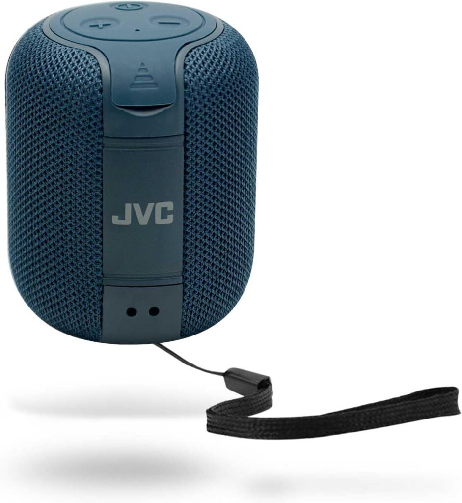 JVC Portable Gumy Wireless Speaker with Surround Sound, Bluetooth 5.3, Lightweight, TWS Capability, USB-C, up to 15-Hour Battery Life – SPSG1BTA (Blue)