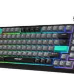 TECKNET Gaming Keyboard, 75% Wired Keyboard, RGB Backlit, 82-Keys with Volume Knob Control, 26 Keys Anti-ghosting, Whisper Quiet Gaming Switch Travel Friendly for Windows Laptop PC Mac-Grey