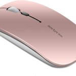 Uciefy Q5 Slim Rechargeable Wireless Mouse, 2.4G Portable Optical Silent Ultra Thin Wireless Computer Mouse with USB Receiver and Type C Adapter, Compatible with PC, Laptop, Desktop (Rose Gold)