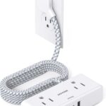 Flat Extension Cord 6 feet, Flat Plug Power Strip, 4 Widely Outlets with 3 USB Ports (2 USB C), 3 Side Outlet Extender with Extension Cord with Multiple Outlets for Home, Office, Dorm Room Essentials