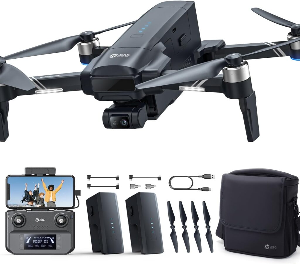 Holy Stone HS600D Drone with Camera for Adults 4K/30fps Video, 48MP/8K Photo, 3-Axis Gimbal with EIS, Level-6 Wind Resistance, 80-Min Flight Time, 6KM Long-Range Transmission, Smart Track, QuickShots