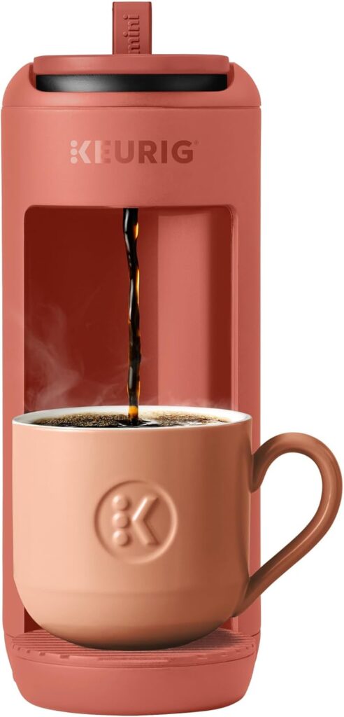 Keurig K-Mini Mate Single Serve K-Cup Pod Coffee Maker, Brews Up to 12 oz Cup, Compact Portable Coffee Machine for Small Spaces, Dorms & Offices, Red Rocks