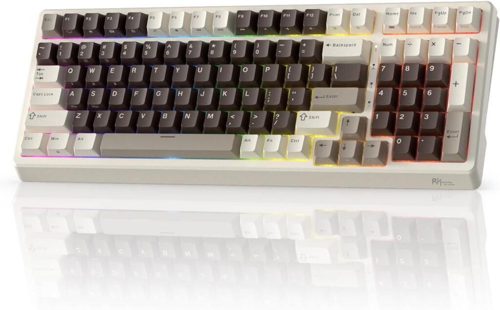 RK ROYAL KLUDGE F99 Wireless Mechanical Keyboard with Numper Pad, Tri-Mode Hot Swappable 95%100 Keys Gaming Keyboard BT/2.4G/USB-C, Pro Software, 5000mAh Battery, Customed Linear Creamy Switches