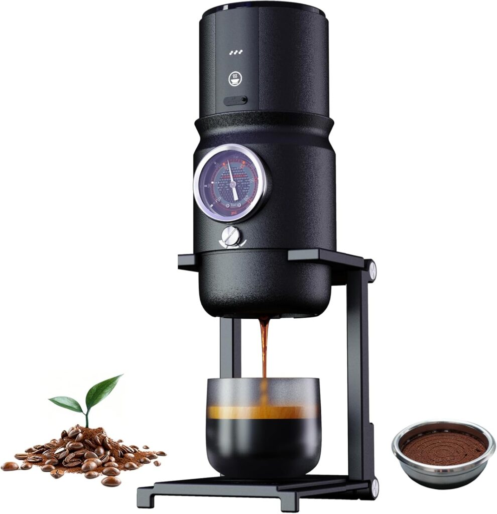 STARSEEKER Super58 Portable Espresso Machine, 18-20g Adjustable Pressure, USB-C Car Coffee Maker for Camping, RV, Hiking & Office, w/Folding Bracket & Carry Bag (black)