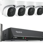 REOLINK 4K Security Camera System, 4pcs H.265 PoE Wired Turret Cameras with Person Vehicle Detection, 4K/8MP 8CH NVR with 2TB HDD for 24-7 Recording, RLK8-800D4