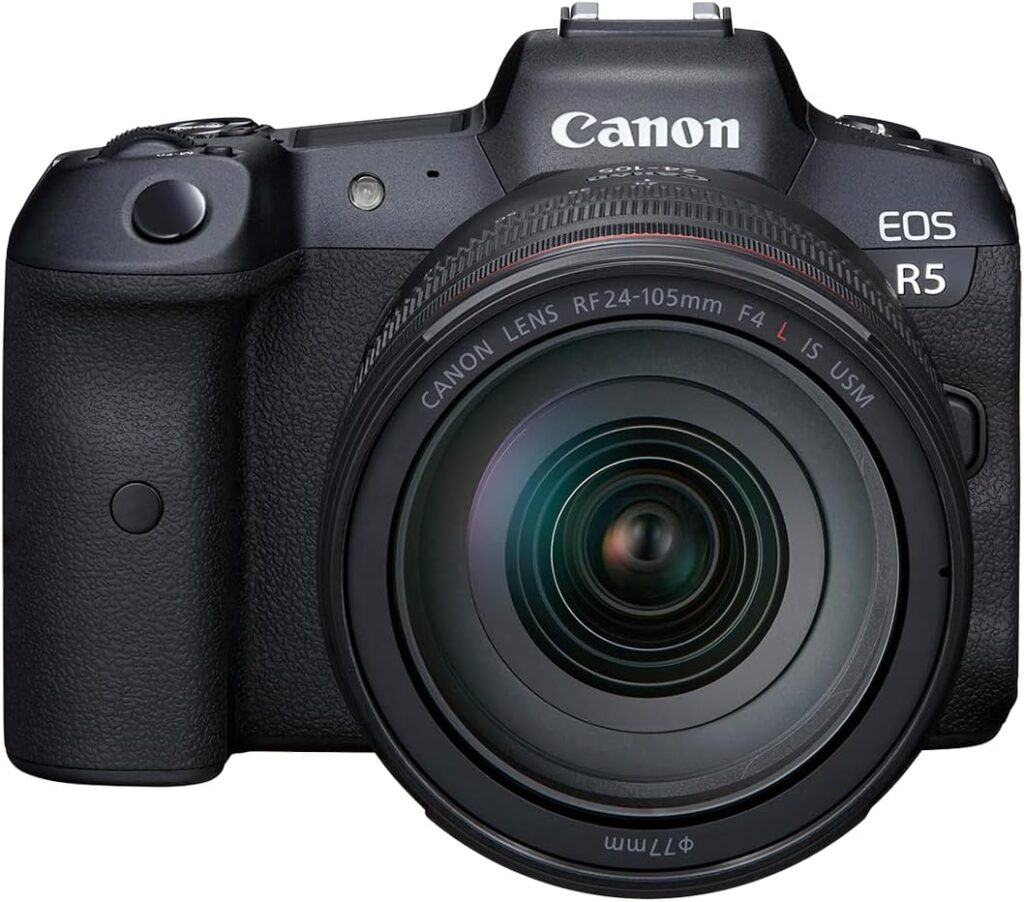 Canon EOS R5 Mirrorless Camera RF24-105mm F4 L is USM Lens Kit, Full-Frame Hybrid Camera, 8K Video, 45 Megapixel CMOS Sensor, DIGIC X Image Processor, Up to 12 FPS, RF Mount, Black