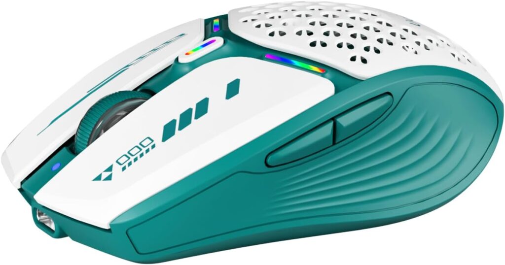 Uciefy Bluetooth Wireless Mouse, (BT5.0/5.1+2.4GHz) USB C Rechargeable LED Mouse Battery Level Visible, Honeycomb Magnetic Shell Cover with USB Receiver & Type-C Adapter for Laptop/PC/Mac/iPad – Green