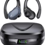 Ear buds Wireless Earbuds Bluetooth 5.3 Headphones 60hrs Playtime with Digital Display Sports Wireless Headphones with Earhook Deep Bass IPX7 Waterproof Over-Ear Earbuds for Android iOS Workout Black