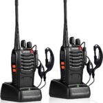 pxton Walkie Talkies Rechargeable Long Range Two-Way Radios with Earpieces,2-Way Radios UHF Handheld Transceiver Walky Talky with Flashlight Li-ion Battery and Charger(2 Pack)