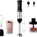 Cordless Immersion Hand Blender, 5-in-1 Variable Speed blender handheld,Rechargeable with 2000mAh Battery, BPA-Free & Dishwasher-Safe Accessories:700ml Beaker,Chopper,Whisk & Milk Frother,Ink