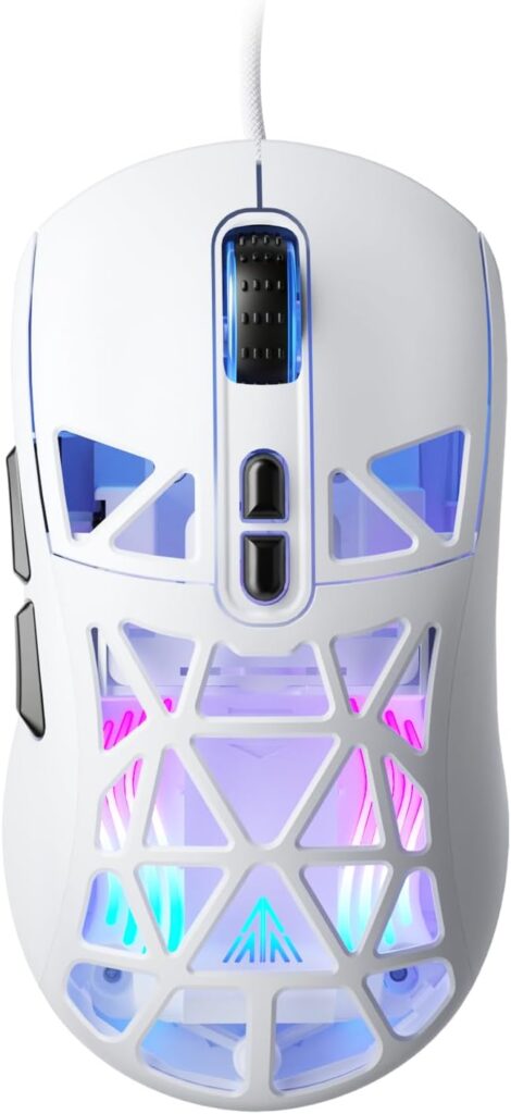 SOLAKAKA SM901 Gaming Mouse,13800DPI RGB Mouse with Programmable Buttons,53g Lightweight Wired Mouses for Gamer,White