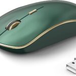 JOYACCESS 2.4G Slim Wireless Silent Mouse, Portable Wireless Computer Mouse with 5 Adjustable DPI Levels, USB Mice for Desktop, Notebook, MacBook, Chromebook, PC (Green)