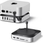 UGREEN Dock & Stand for Mac mini M4/ M4 Pro with NVMe SSD Enclosure, 3 USB A 10Gbps, USB C Data Port, SD Card Reader, Silver