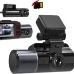 Dash Cam 4K 3 Chanel Front and Rear Inside, Free TF Card, Built-in GPS, 4K+1080P+1080P Three Way Triple Car Camera Loop Recording, Dash Camera for Cars, Night Vision, Parking Mode