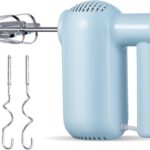 Hand Mixer Electric, 5-Speed Kitchen Mixer Handheld Mixer with Turbo Ultra Power, 4 Stainless Steel Accessories for Whipping Mixing Cookies Cakes Eggs Cream, Blue