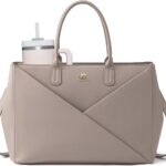 LOVEVOOK Laptop Tote Bag for Women with Large Cup Holder, 15.6 Inch PU Leather Work Bag Teacher Tote Bag, Waterproof Computer Bags Business Office Briefcase Handbag