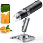Wireless Digital Microscope, Skybasic 50X-1000X Magnification WiFi Portable Handheld Microscopes with Adjustable Stand HD USB Microscope Camera Compatible with iPhone Android iPad Windows Mac Computer