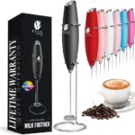 Bean Envy Milk Frother Handheld for Coffee – Mini Drink Mixer Whisk & Coffee Foamer Wand with Stand for Lattes, Cappuccino, Matcha and Hot Chocolate – Kitchen Gifts – Black