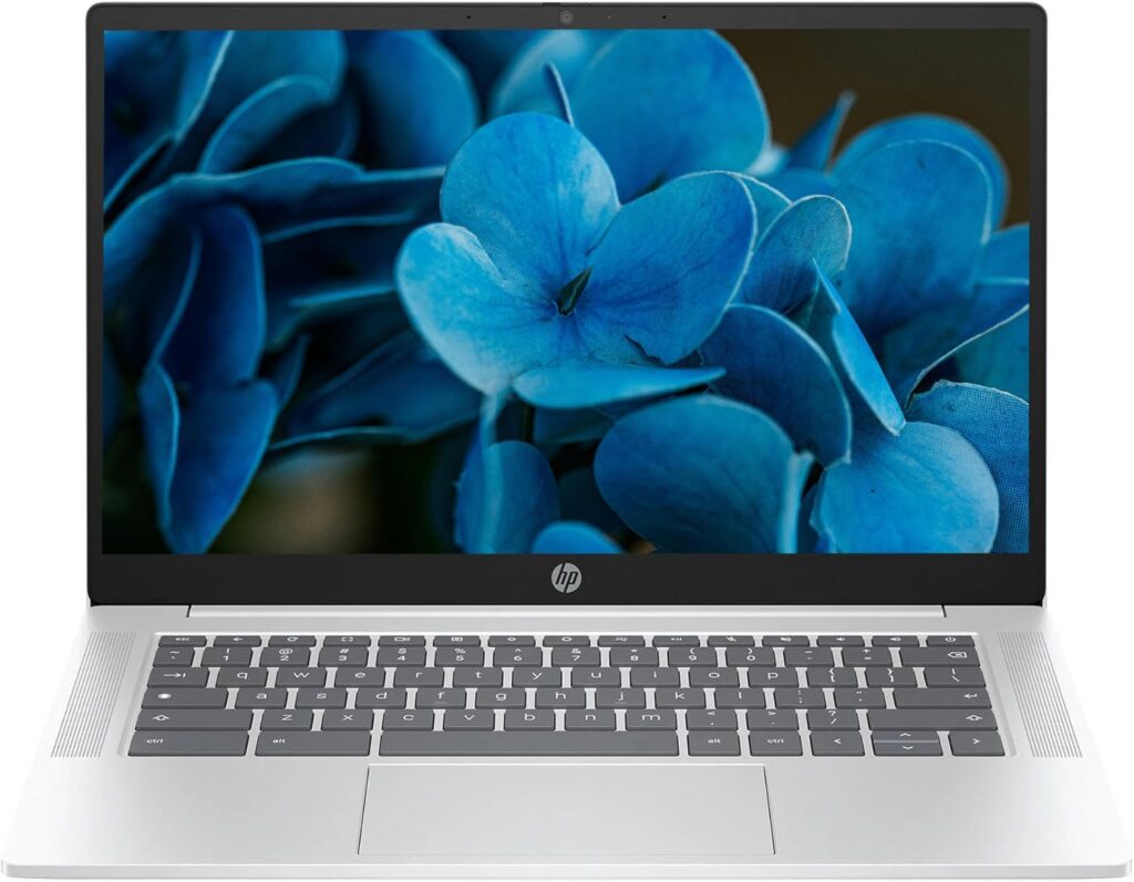 HP 2025 Lightweight Chromebook, 14” HD IPS Display, Intel N Processor Up to 3.69GHz, 4GB LPDDR5 Ram, 128GB SSD, Super-Fast 6th Gen WiFi, Chrome OS, Dale Silver (Renewed)