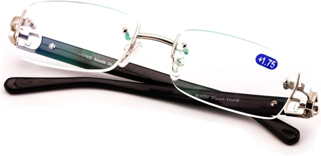 Men Rectangular Rimless Designer Fashion Reading Glasses Reader
