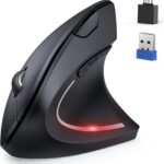 TECKNET Ergonomic Mouse, Jiggler Bluetooth Wireless Vertical Mouse, 4800 DPI Silent Mouse with 6 Adjustable DPI Levels, 2.4GHz (USB A & C) Mouse, 6 Buttons Computer Mice – Wide Compatibility