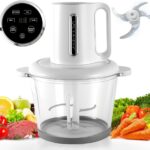 Food Processors with Touch Screen,8 Cup Meat Grinder Veggie Chopper with Glass Bowl Electric Food Processors,4 Bi-Level Blade for Baby Food,Meat,Vegetables,Fruits(White)