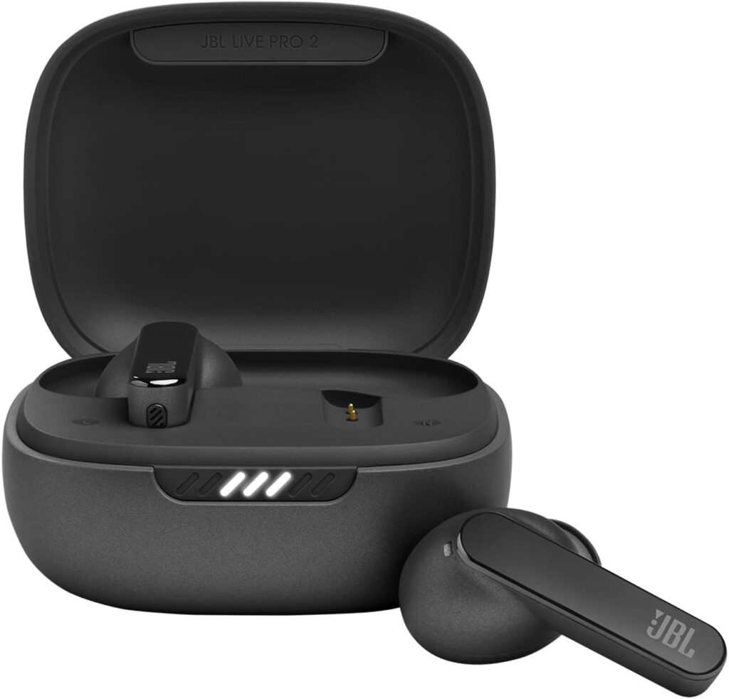 JBL Live Pro 2 – True Wireless Noise Cancelling Earbuds, up to 40 Hours of Playback with Wireless Charging, 6 mics for Perfect Calls, Touch & Voice Control, IPX5 Water Resistant (Black)