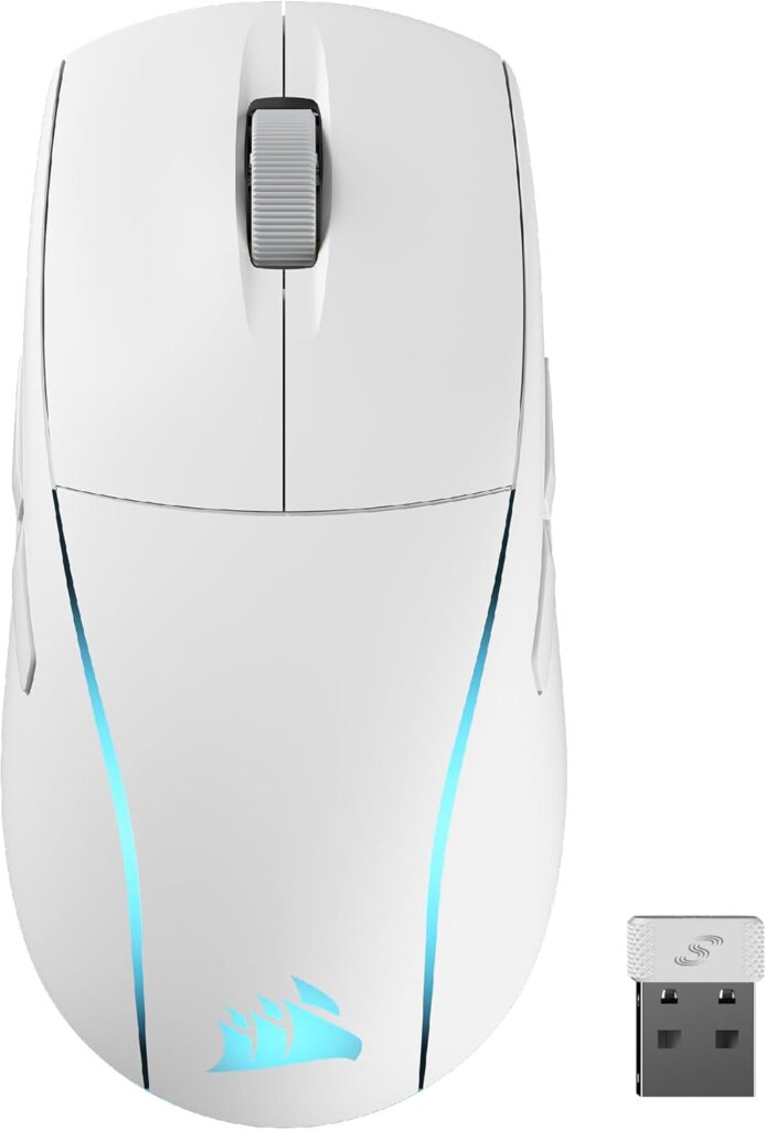 Corsair M75 Wireless RGB Lightweight FPS Gaming Mouse – 26,000 DPI – Swappable Side Buttons – iCUE Compatible – PC – White