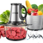 3-Speed Electric Food Processor: Meat Grinder, Vegetable Chopper & Baby Food Maker – 300W, 2 Bowls (8 Cup Stainless Steel+8 Cup Glass), Quiet Operation