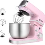 Kitchen in the box Stand Mixer,3.2Qt Small Electric Food Mixer,6 Speeds Portable Lightweight Kitchen Mixer for Daily Use with Egg Whisk,Dough Hook,Flat Beater (Pink)