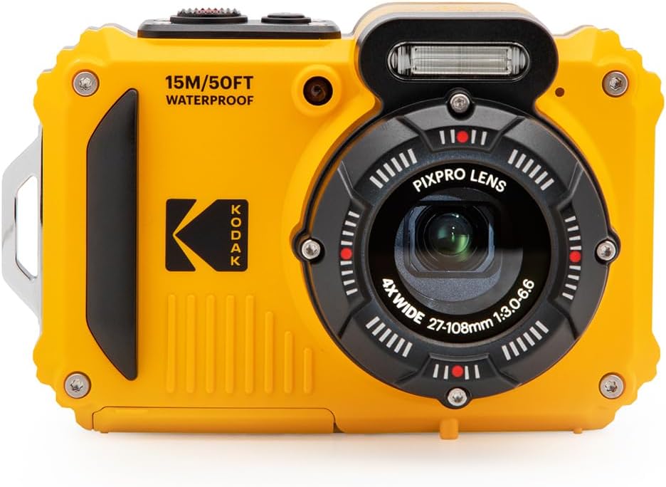 KODAK PIXPRO WPZ2 Rugged Waterproof Shockproof Dustproof WiFi Digital Camera 16MP 4X Optical Zoom 1080P Full HD Video Vlogging Camera 2.7″ LCD (Yellow)